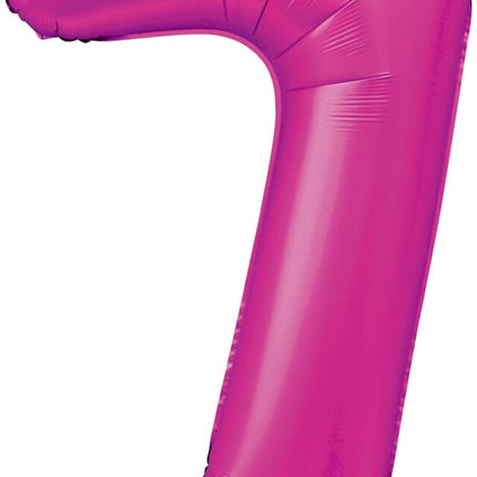 Globo Número Fucsia 7 Años Brillo 86cm