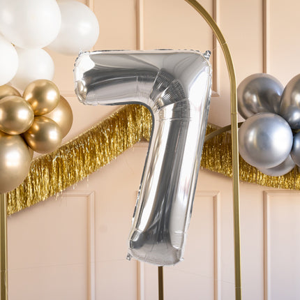 Globo Figura 7 Años Plata Vacío 72cm