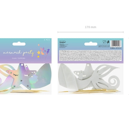 Set de 3 piezas para tarta de sirena