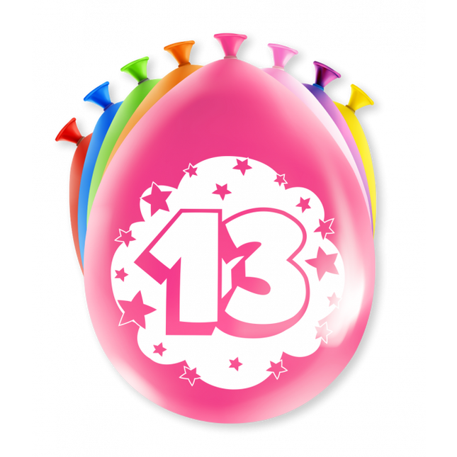 Globos 13 Años Multicolor 30cm 8pcs