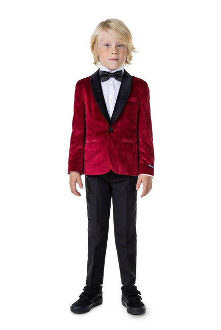 Blazer de terciopelo rojo burdeos chico <tc>OppoSuits</tc>