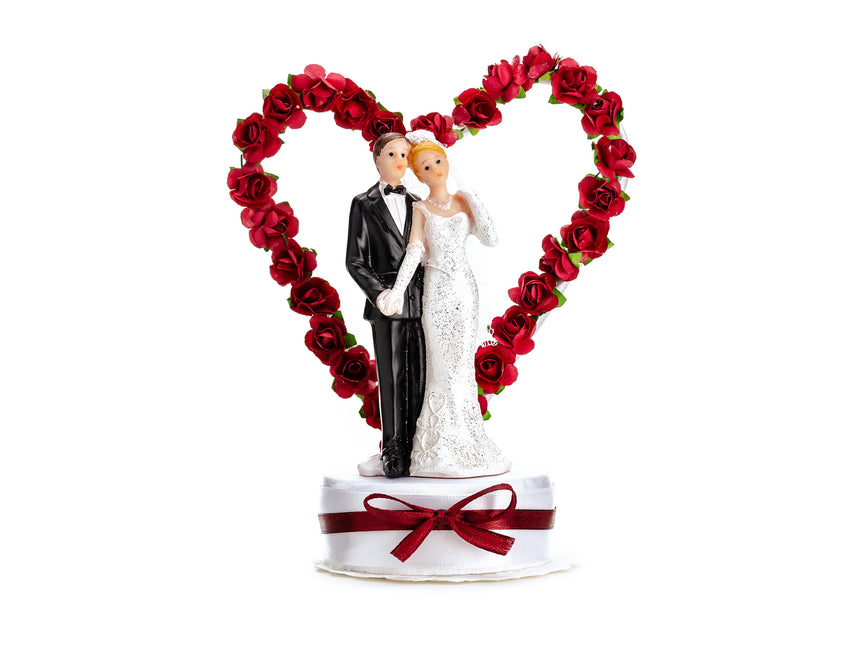 Cake topper Boda Pareja Corazón 16cm