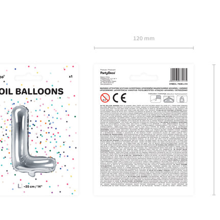 Globo Letra L Plata Vacío 35cm