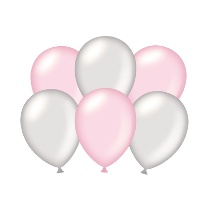 Globos Plata/Rosa 30cm 6pcs