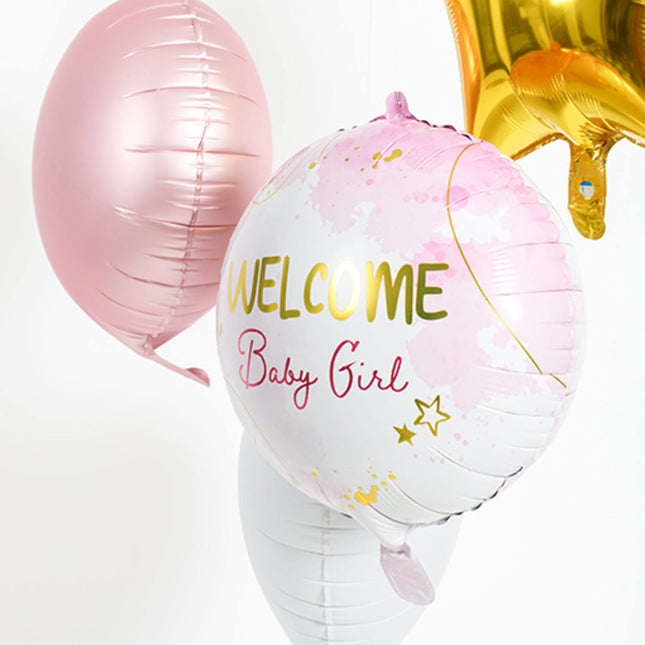 Globo de Helio Welcome Girl Rosa Vacío 45cm