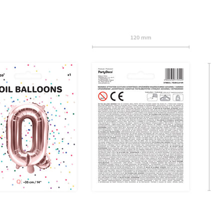 Globo Letra Q Oro Rosa Vacío 35cm