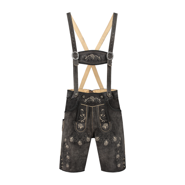 Leatherhose Marrón Gris Hombre Corto Antique