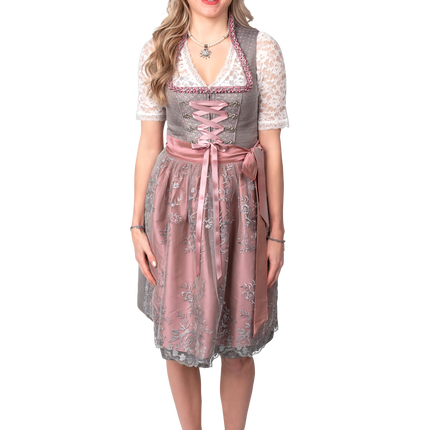 Vestido Dirndl Gris Oktoberfest Rosa Señoras