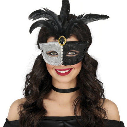 Máscara Ocular Veneciana Negro Plata