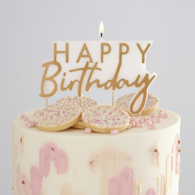 Vela Dorada Feliz Cumpleaños 12cm