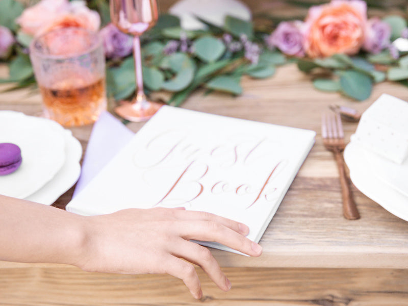 Libro de Visitas Letras Oro Rosa 24,5cm