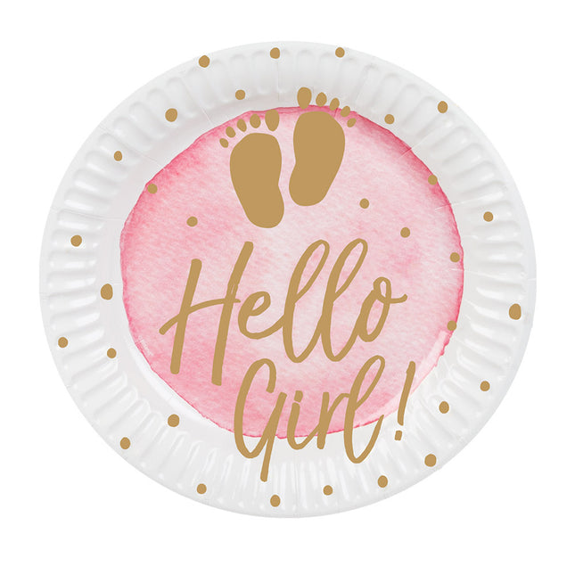 Platos Hello Girl Papel 23cm 10pcs