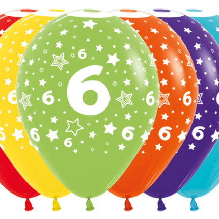 Globos Número 6 Mix 30cm 25pcs