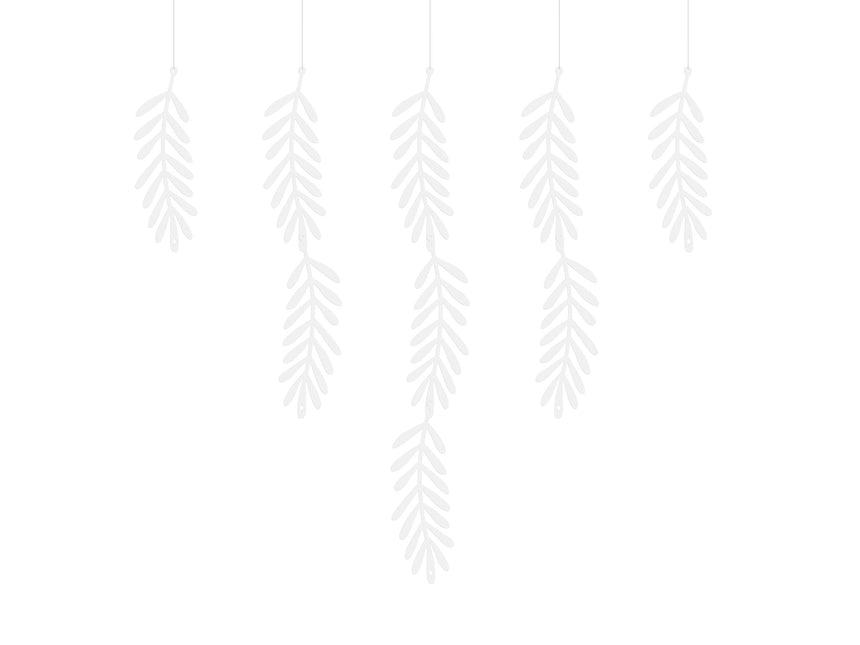 Decoración Colgante Hojas Blanco 1,8m