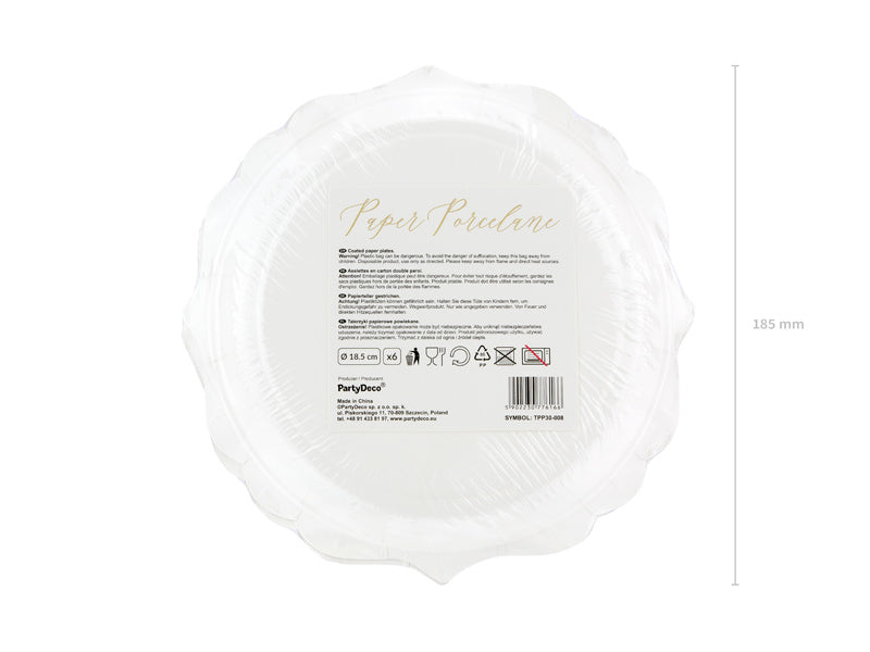 Platos Blancos Borde Dorado 18.5cm 6pcs