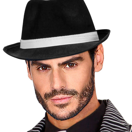 Sombrero Negro Con Banda Blanca