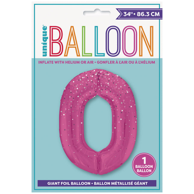 0 Año Figura Globo Lunares Rosa 86cm
