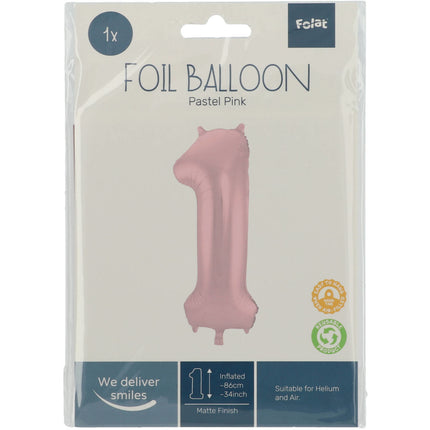 Globo Figura 1 Rosa Pastel XL 86cm vacío