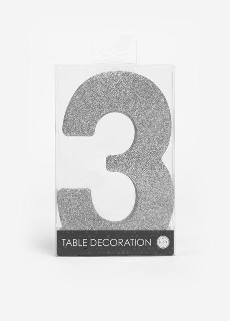 Decoración de Mesa Plateada Figura 3 Purpurina 20,5cm