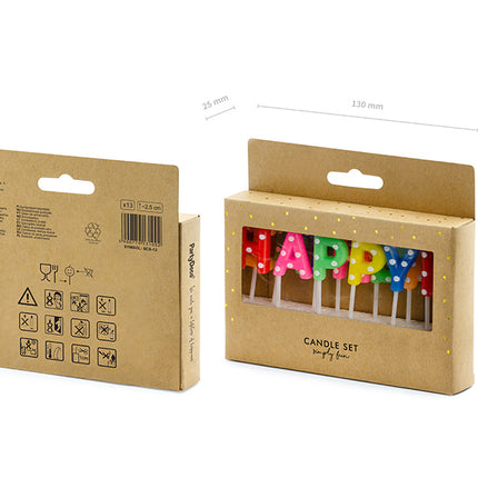 Velas Feliz Cumpleaños Coloreadas 2,5cm 13pcs