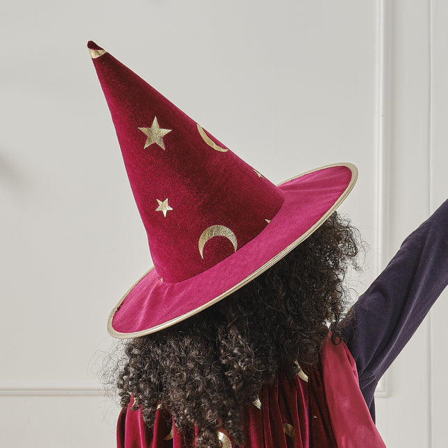 Sombrero de Bruja de Halloween Rojo Burdeos Niño