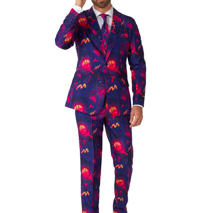 Traje Azul Oscuro Retro Neón Hombre <tc>Suitmeister</tc>