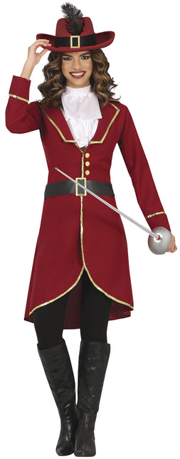 Disfraz de Pirata Rojo Burdeos Mujer