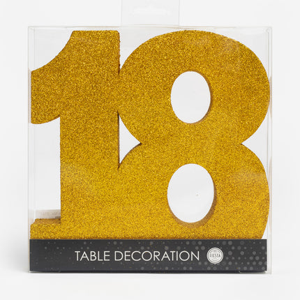Figura Decoración Mesa Oro 18 Purpurina 20,5cm