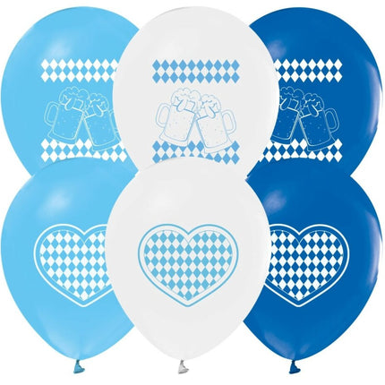 Globos Oktoberfest Azul Blanco 30cm 8pcs