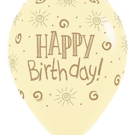 Globos Feliz Cumpleaños Sol Pastel Mate Mix 30cm 25pcs