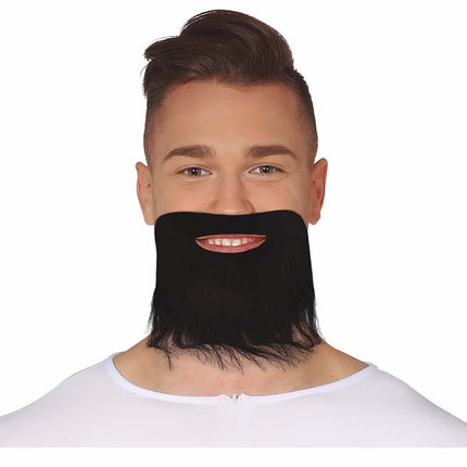 Barba negra postiza con bigote