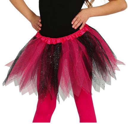 Tutú Purpurina Negro Rosa Niño 31cm