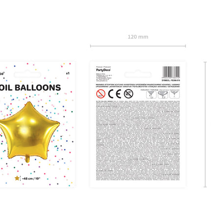 Globo de Helio Estrella Oro Brillante Vacío 48cm