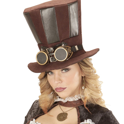 Sombrero Steampunk Alto Con Gafas
