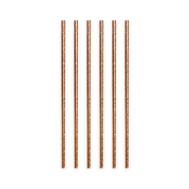 Pajitas metálicas de papel oro rosa 19,7 cm 20 uds.