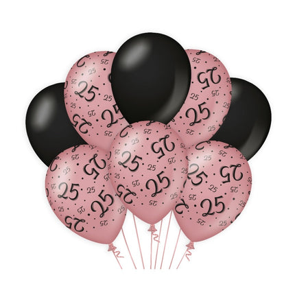 Globos 25 Años Rosa Negra 30cm 8pcs