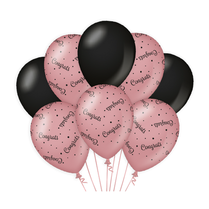 Globos Congrats Rosa Negro 30cm 8pcs