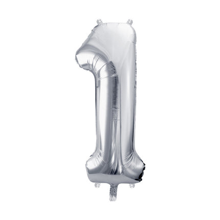 1 Año Figura Globo Plata Vacío 72cm