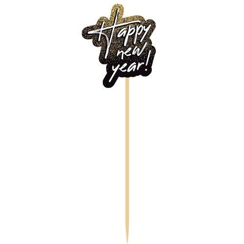 Adornos para magdalenas Feliz Año Nuevo 8 uds.