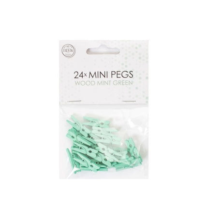 Mini Clavijas Madera Verde Menta 24uds.