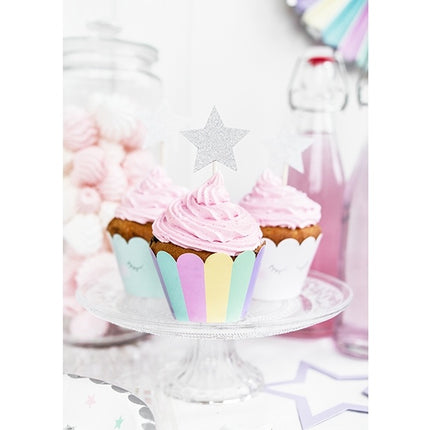 Cupcake Toppers Estrella Plata 6pcs