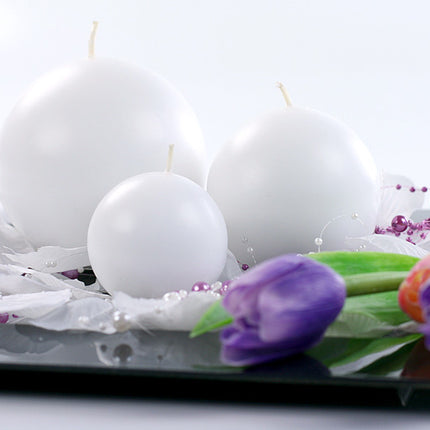 Velas Bola Blanca 6cm 10uds