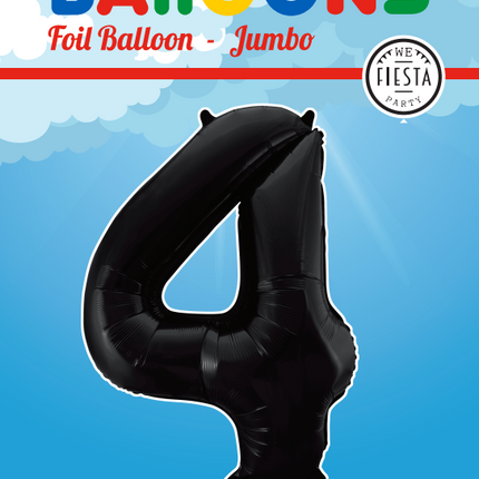 Globo Foil Figura 4 Negro XL 86cm vacío
