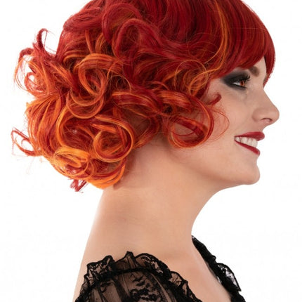 Peluca Arlene Corta Con Rizos Rojo Naranja