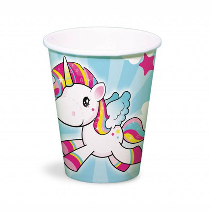 Vasos Unicornio Cartón 250ml 8uds.