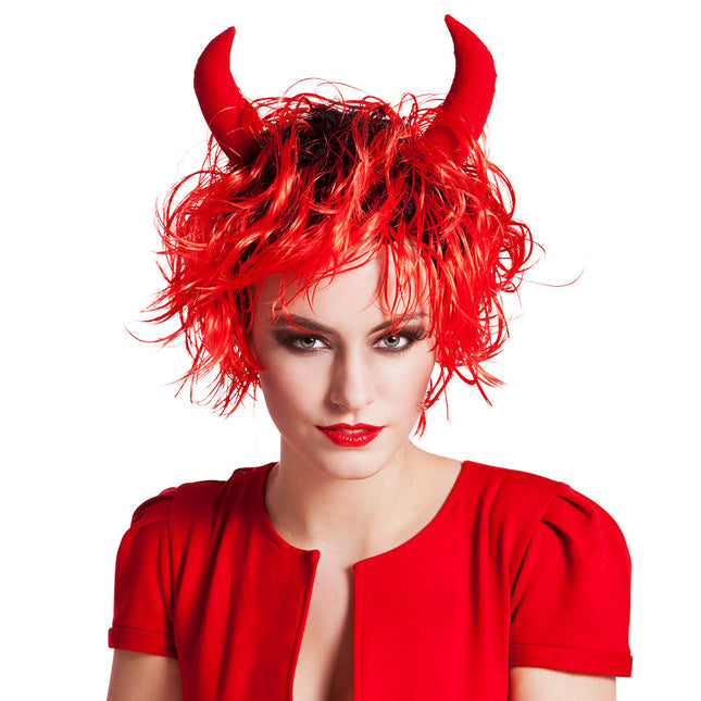 Peluca Halloween Rizada Roja