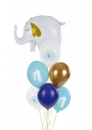 Globos 1 Año Mix Azul 30cm 6pcs