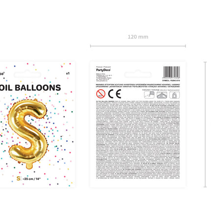 Globo Letra S Oro Vacío 35cm