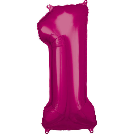 Globo Foil Figura 1 Fucsia 86cm vacío