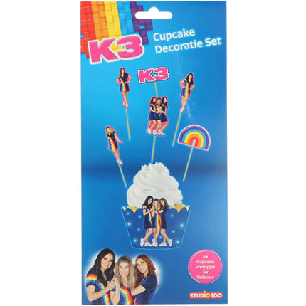 Set de decoración para magdalenas K3 12 piezas